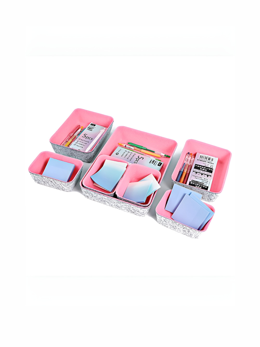 HOUSE OF QUIRK Pink 7 Pieces Regular Drawer Organisers