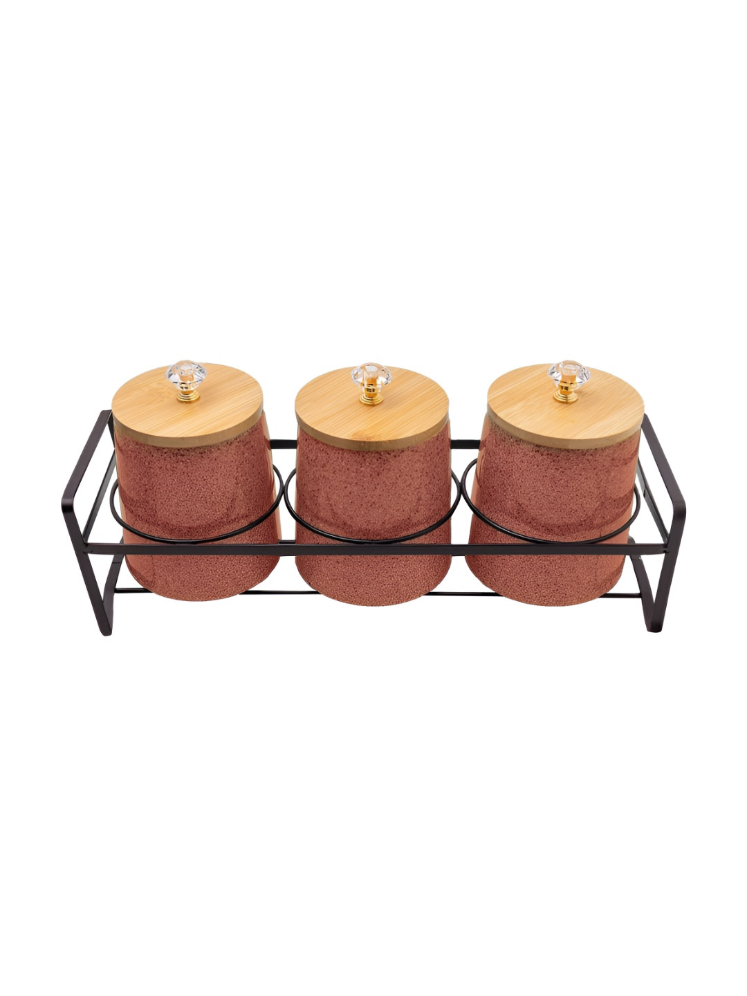 The Better Home Red Ceramic Air Tight 3 Piece Clip-On Canister-650ml