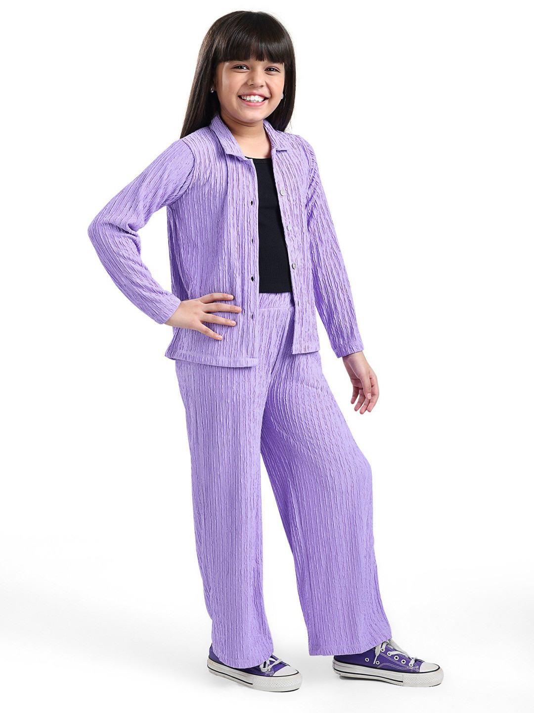 ARIAS By LARA DUTTA Girls Self Design Shirt with Trouser and Tank Top