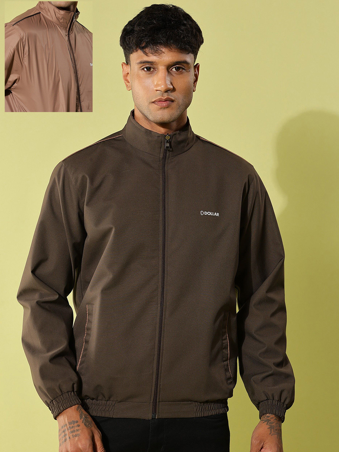 Dollar Men Reversible Light Weight Windcheater Jacket with UV Protection and Pockets