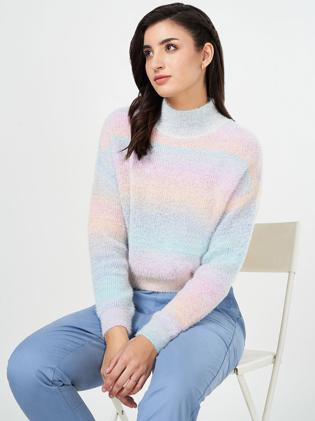 Honey by Pantaloons Women Colourblocked Turtle Neck Pullover