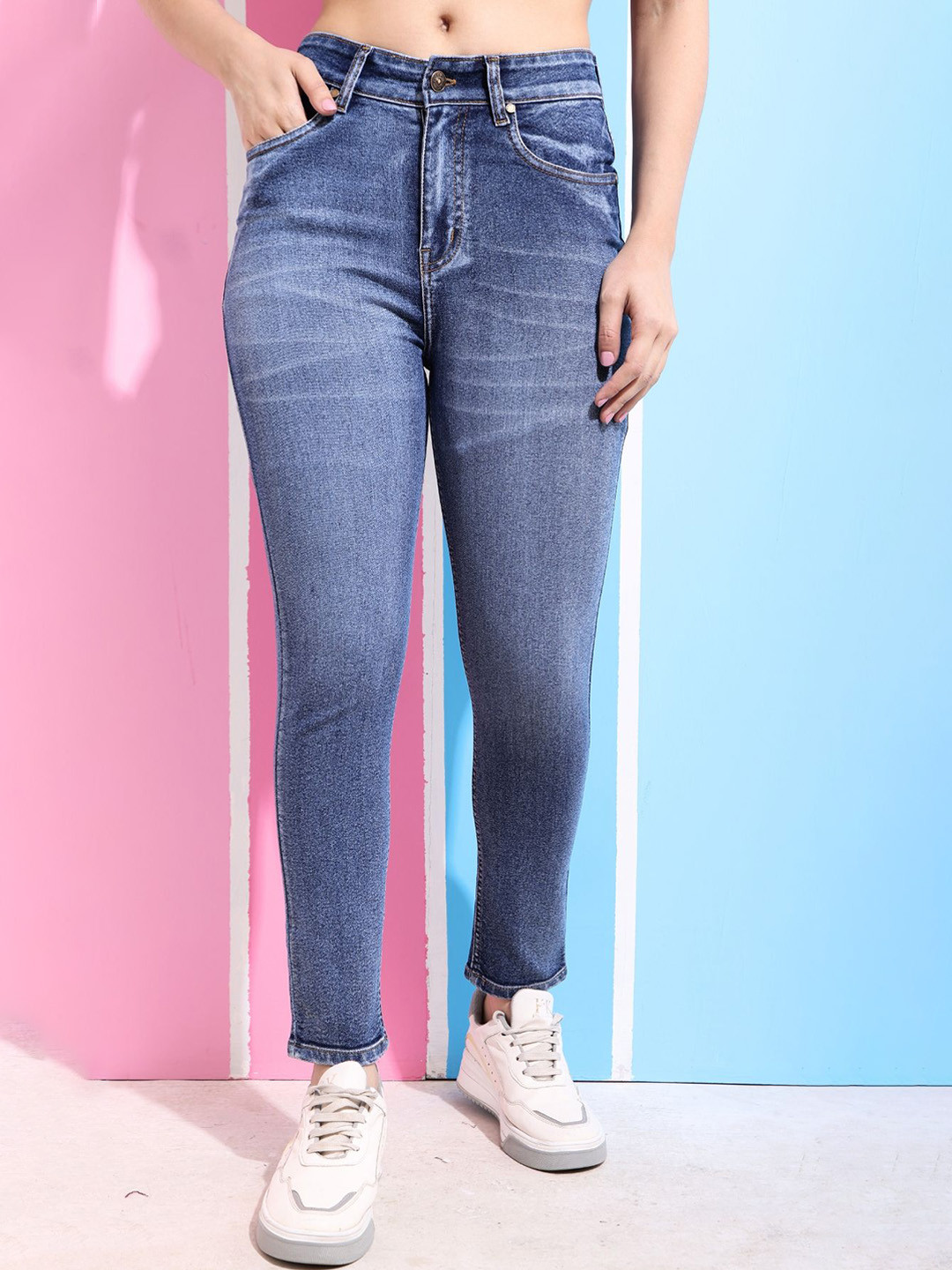 PUELLA Women Skinny Fit High-Rise Heavy Fade Stretchable Jeans