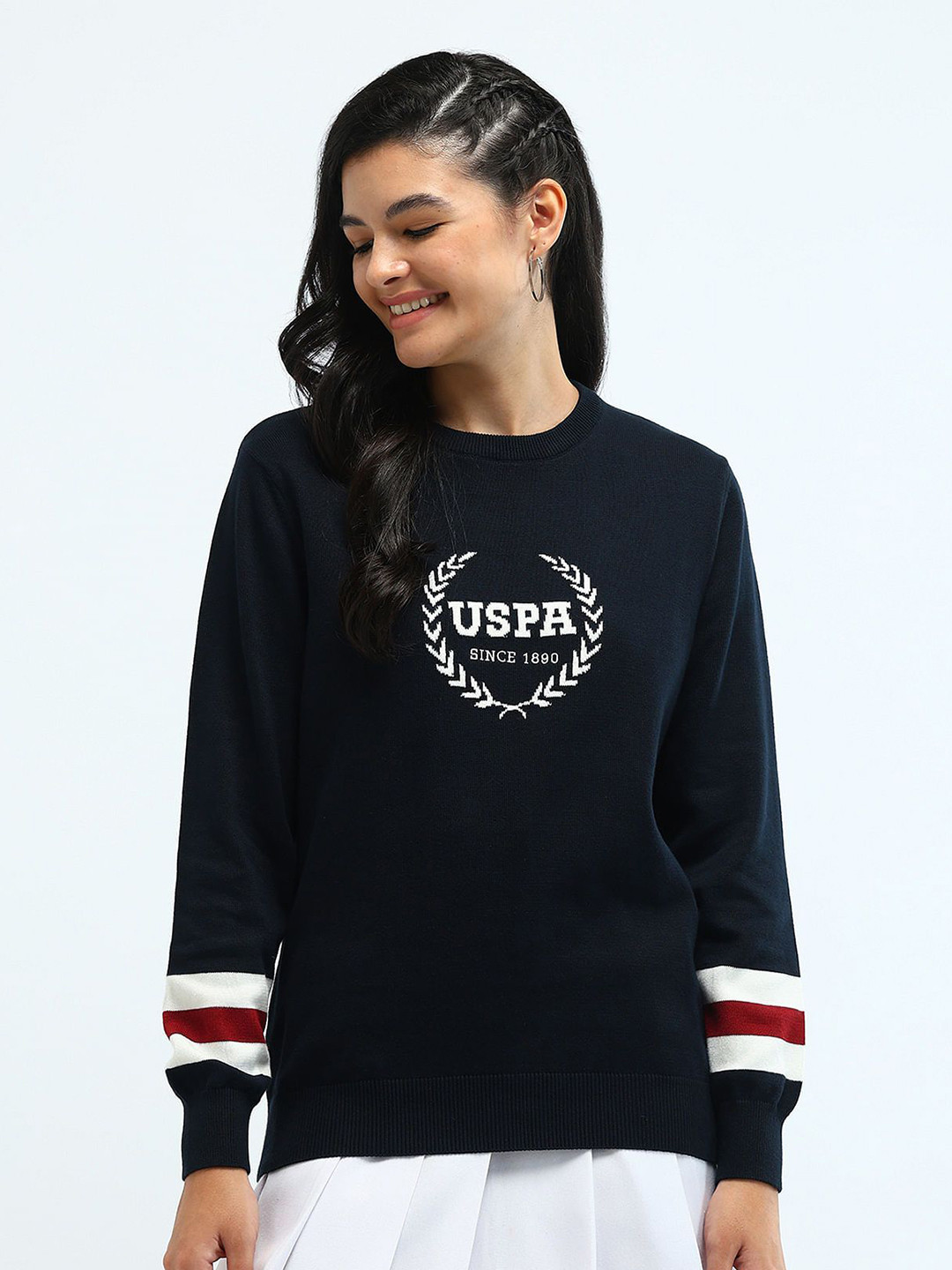 U.S. Polo Assn. Women Graphic Embroidered Cotton Winter Pullover