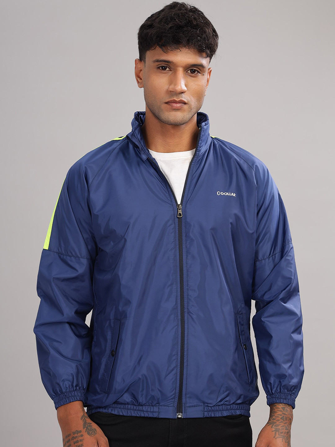 Dollar Men Colourblock Light Weight Windcheater with UV Protection and Pocket