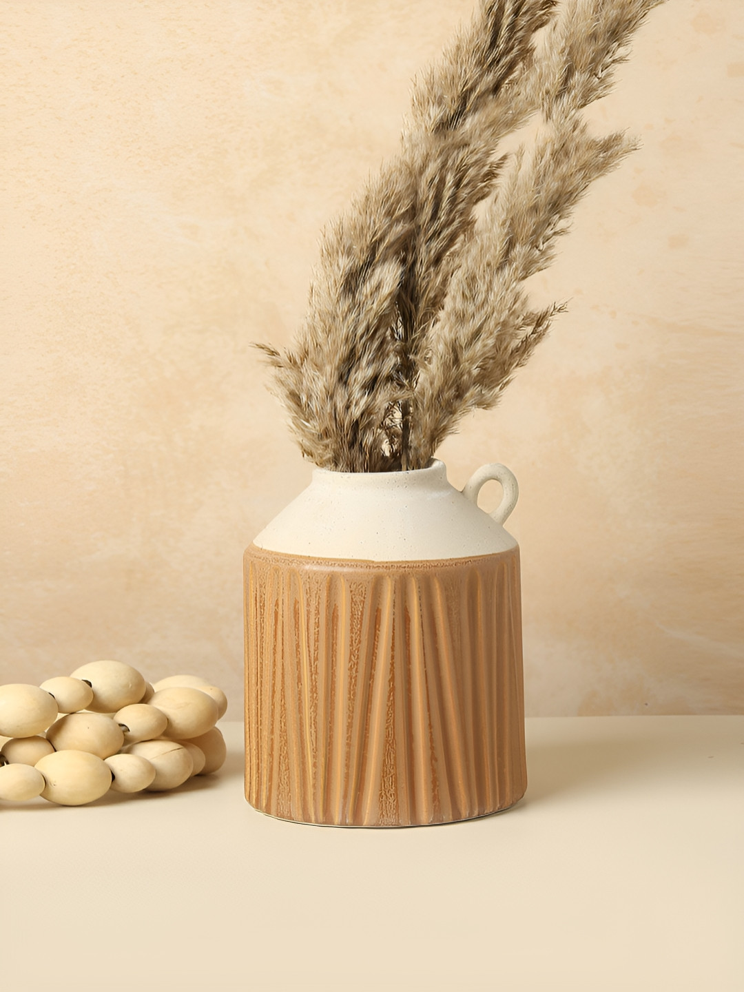 HABERE INDIA Brown Textured Ceramic Flower Pot