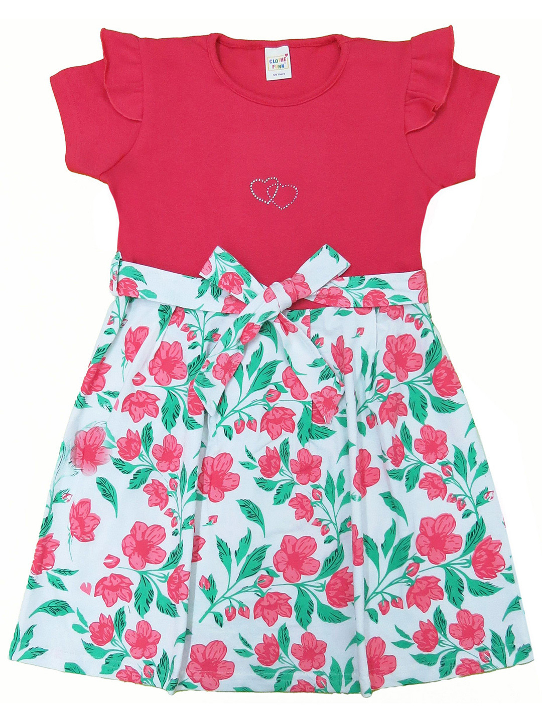 Clothe Funn Girls Floral Printed Round Neck Fit & Flared Midi Dress