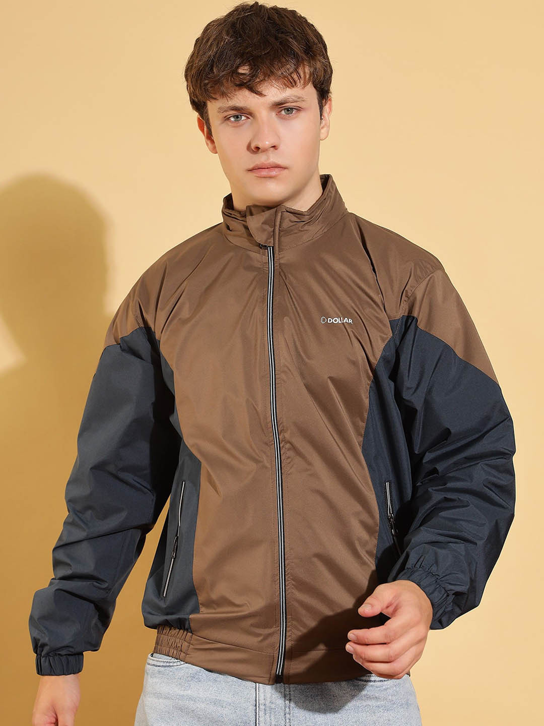 Dollar Men Colourblock Light Weight Windcheater with UV Protection and Pockets