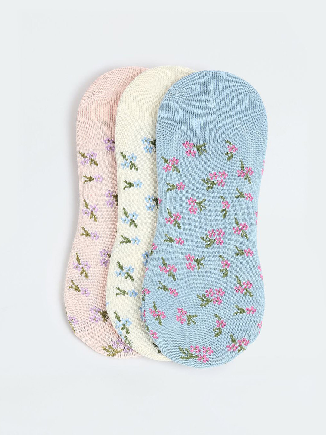 max Women Pack Of 3 Printed Cotton Shoe Liner Length Socks