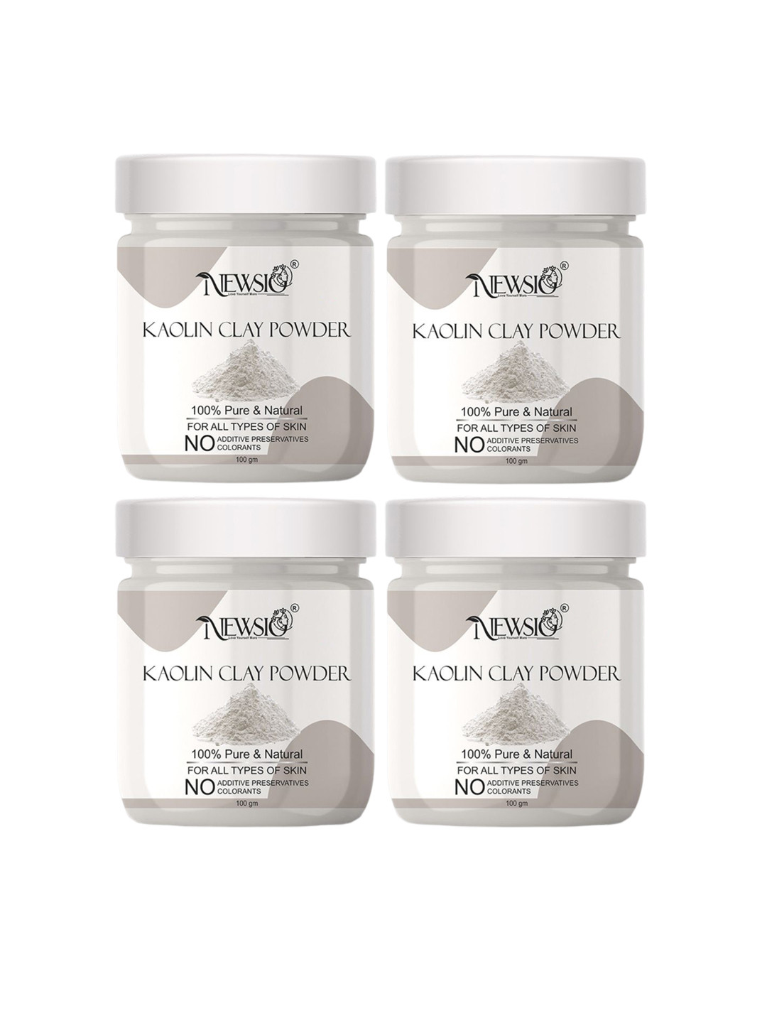 Newsio Set Of 4 Pure & Natural Kaolin Clay Powder For Skin - 100g Each
