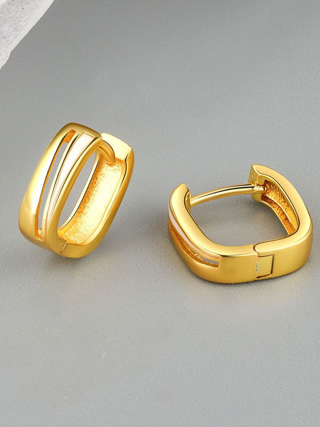MYKI 24K Gold Plated Stainless Steel Contemporary Hoop Earrings