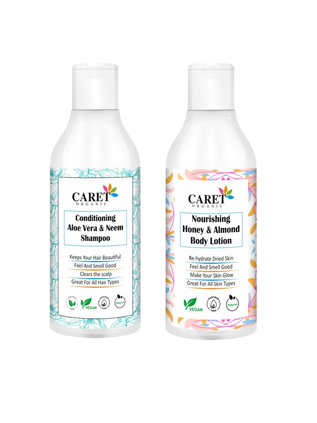 CARET ORGANIC Set of 2 Conditioning Shampoo - 300 ml & Nourishing Body Lotion - 250 ml