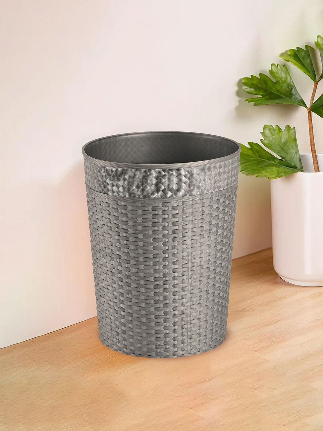 Kuber Industries Grey Checked Open Kitchen & Home Dustbins - 10L