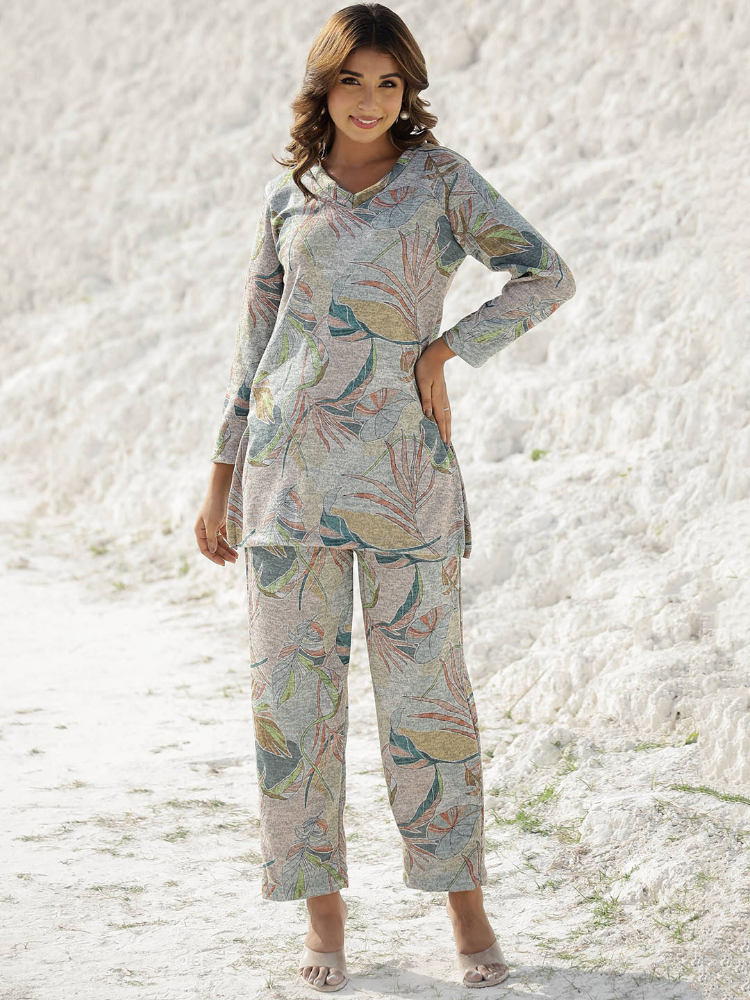 FLAVIA CREATION Printed Woolen Tunic With Trouser