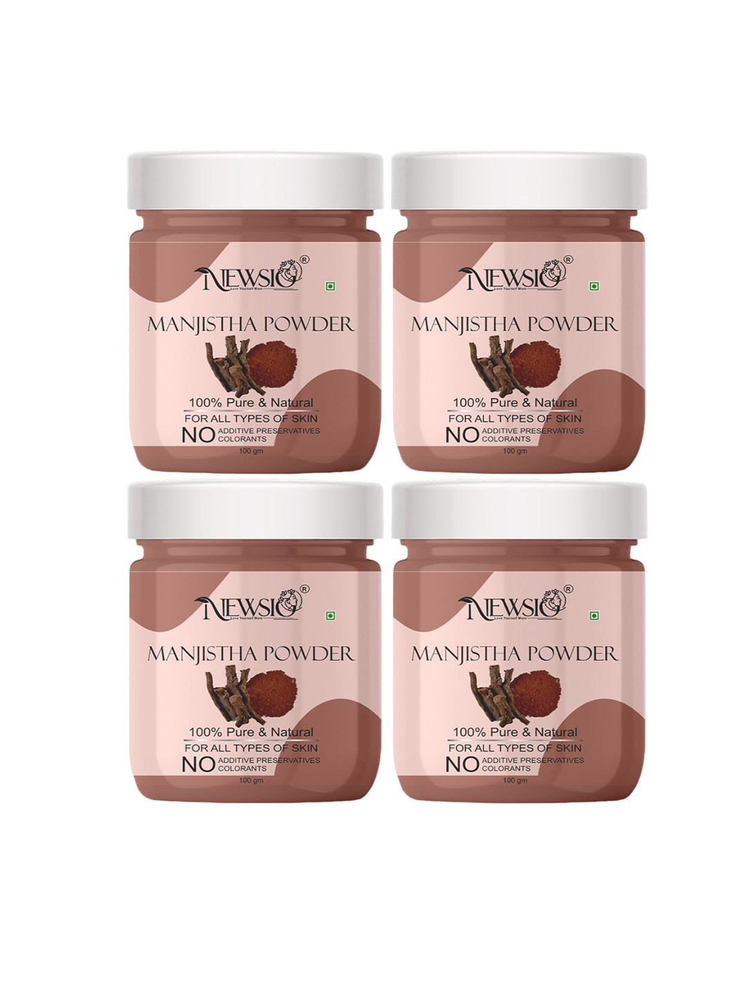 Newsio Set Of 4 Pure & Natural Manjistha Powder For Skin - 100g Each