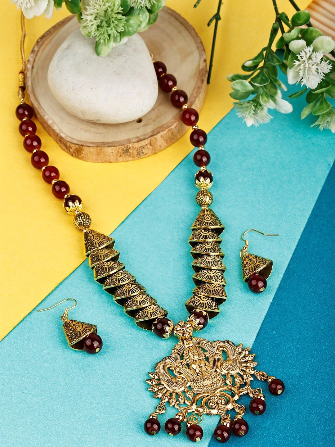 SUNHARI Beaded Oxidised Jewellery Set