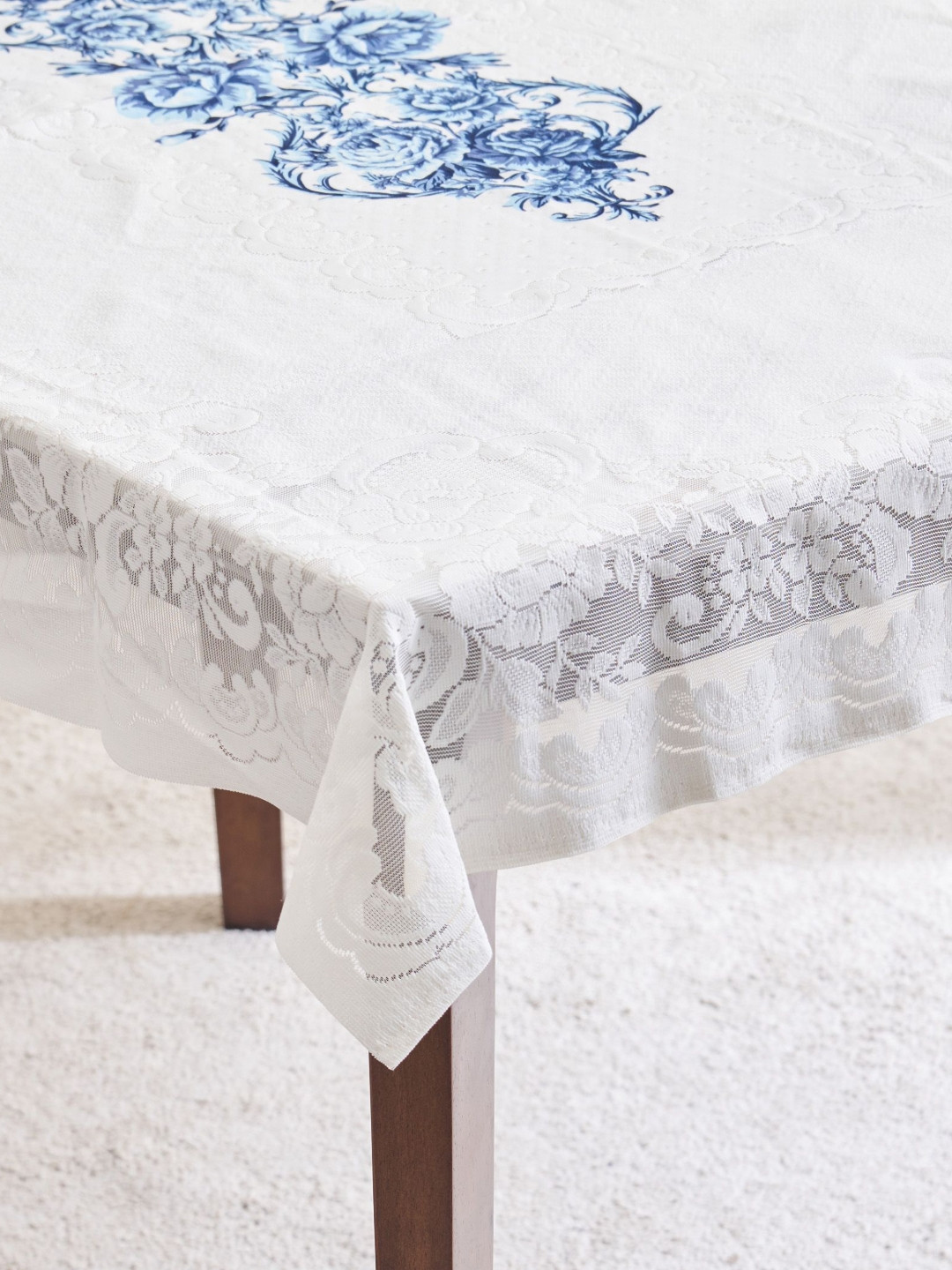 Home Centre Corsica Ezra Gloria White Ethnic Motifs 4-Seater Table Cover