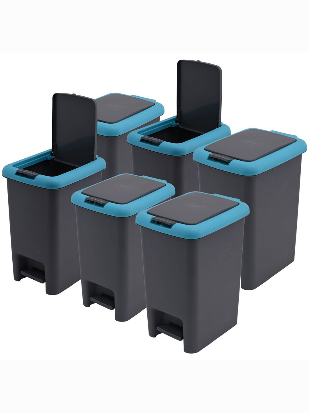 Kuber Industries Grey 6 Pieces Pedal Dustbins - 7L Each