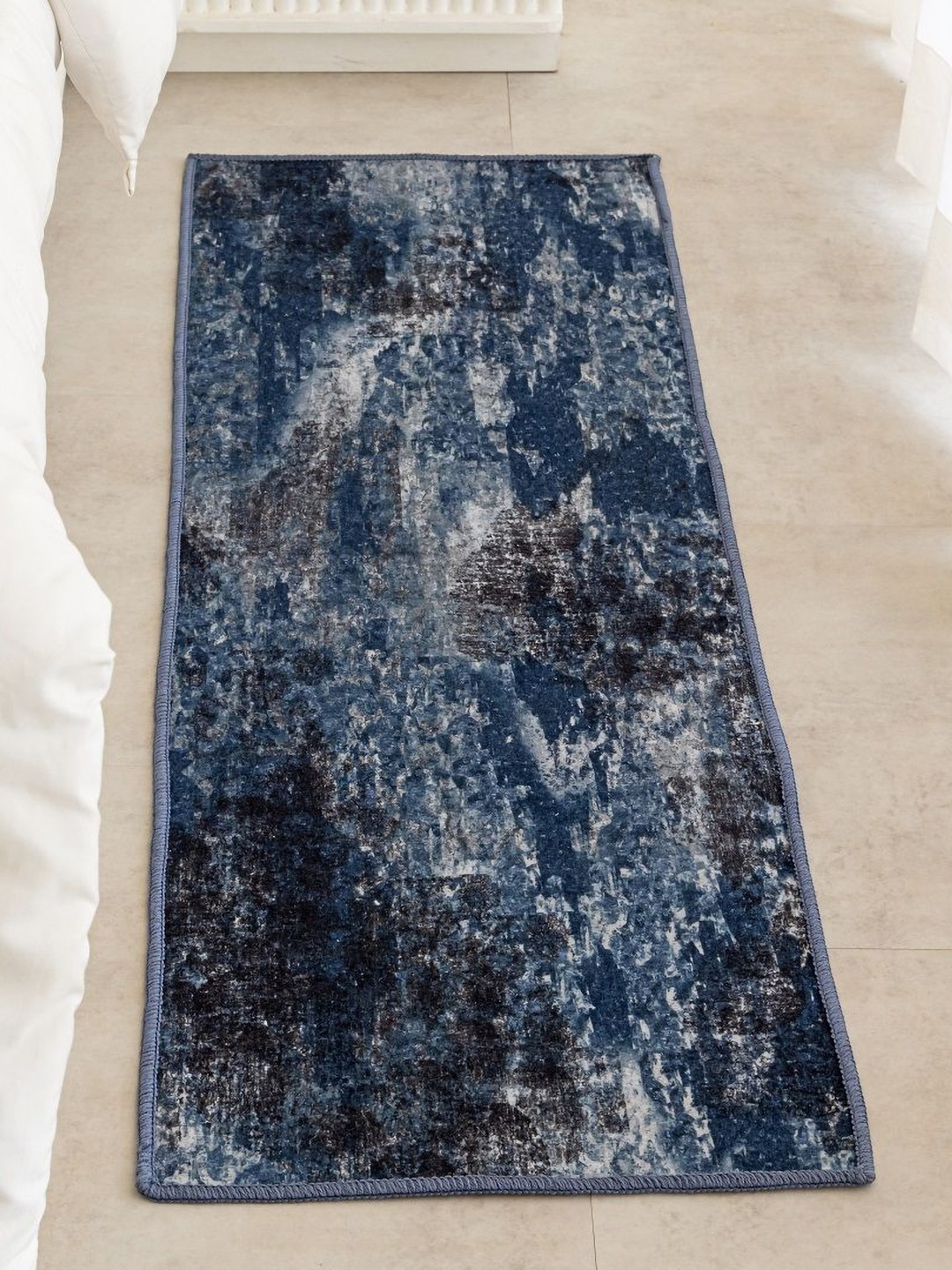 HOMEMONDE Blue Printed Non-Slip Carpet
