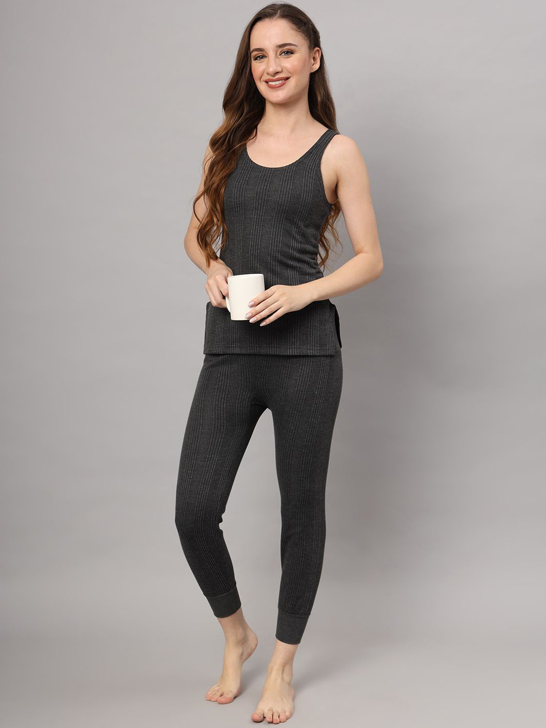FUNAHME Women Striped Winter Thermal Set