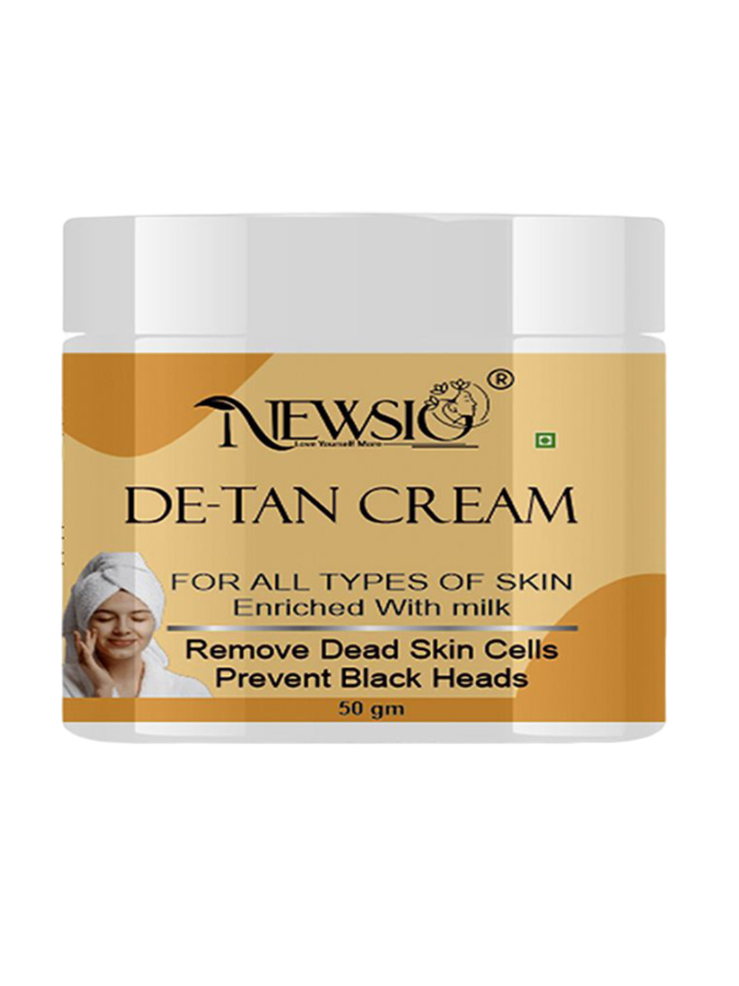 Newsio De-Tan Cream For Dead Skin Cells & Black Heads With Milk - 50 g