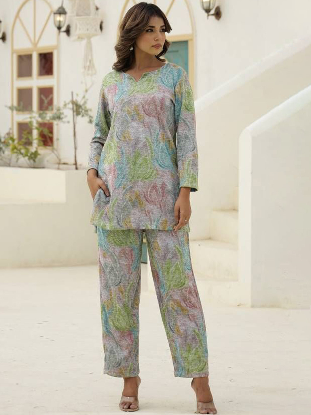 FLAVIA CREATION Printed Woolen Long Sleeve Tunic & Trouser