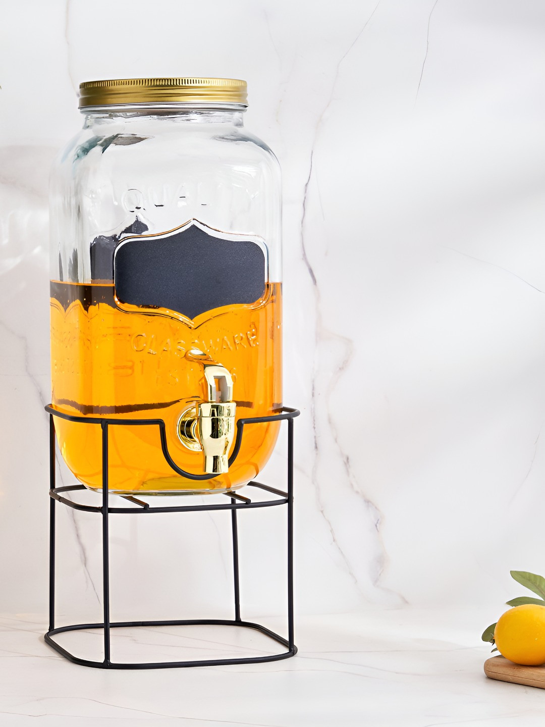 Home Centre Corsica Rooney Transparent Glass Dispenser With Stand - 3L