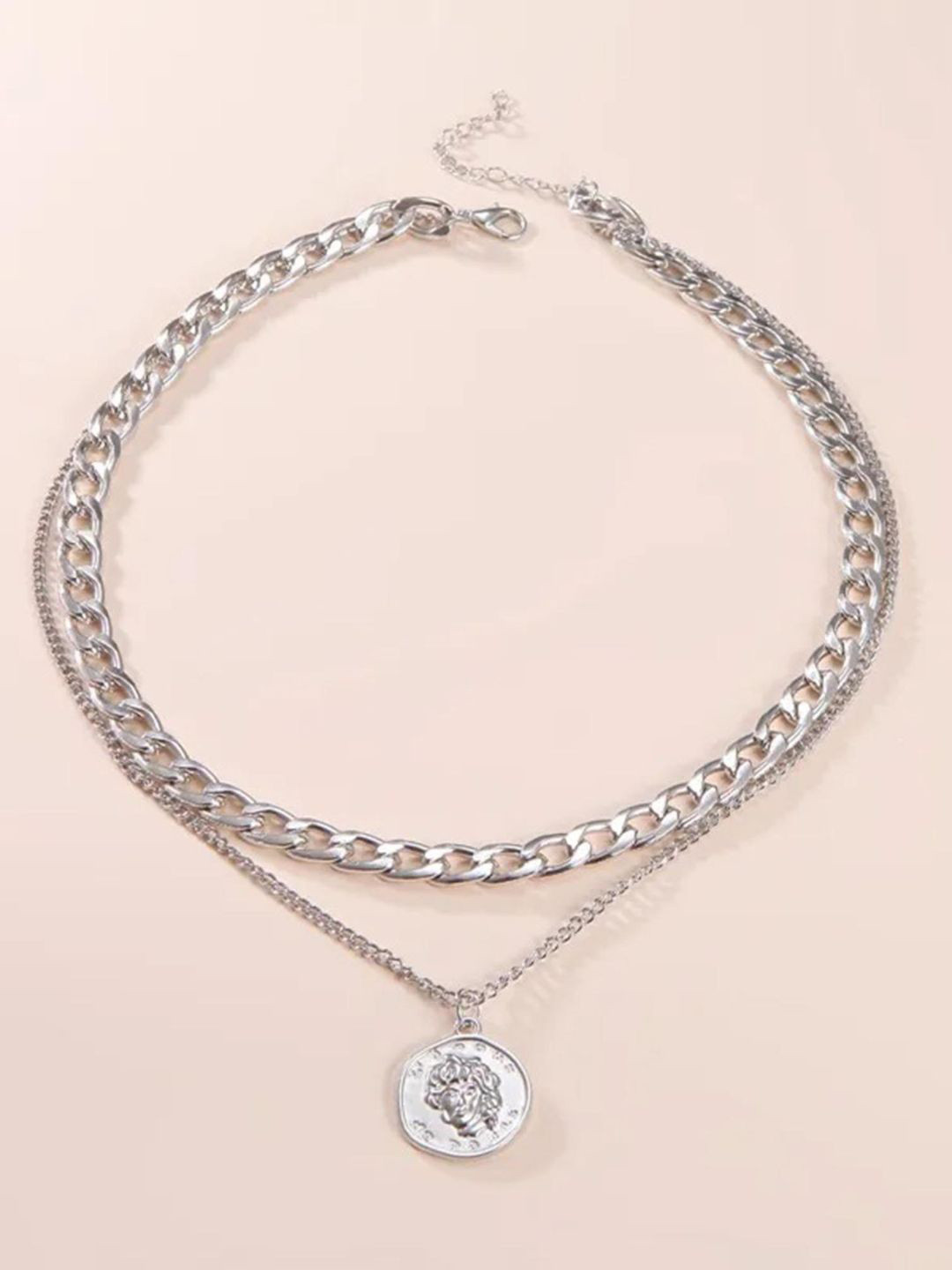 Pinapes Unisex Set Of 2 Gold-Plated Layered Coin and Pearls Minimal Necklaces