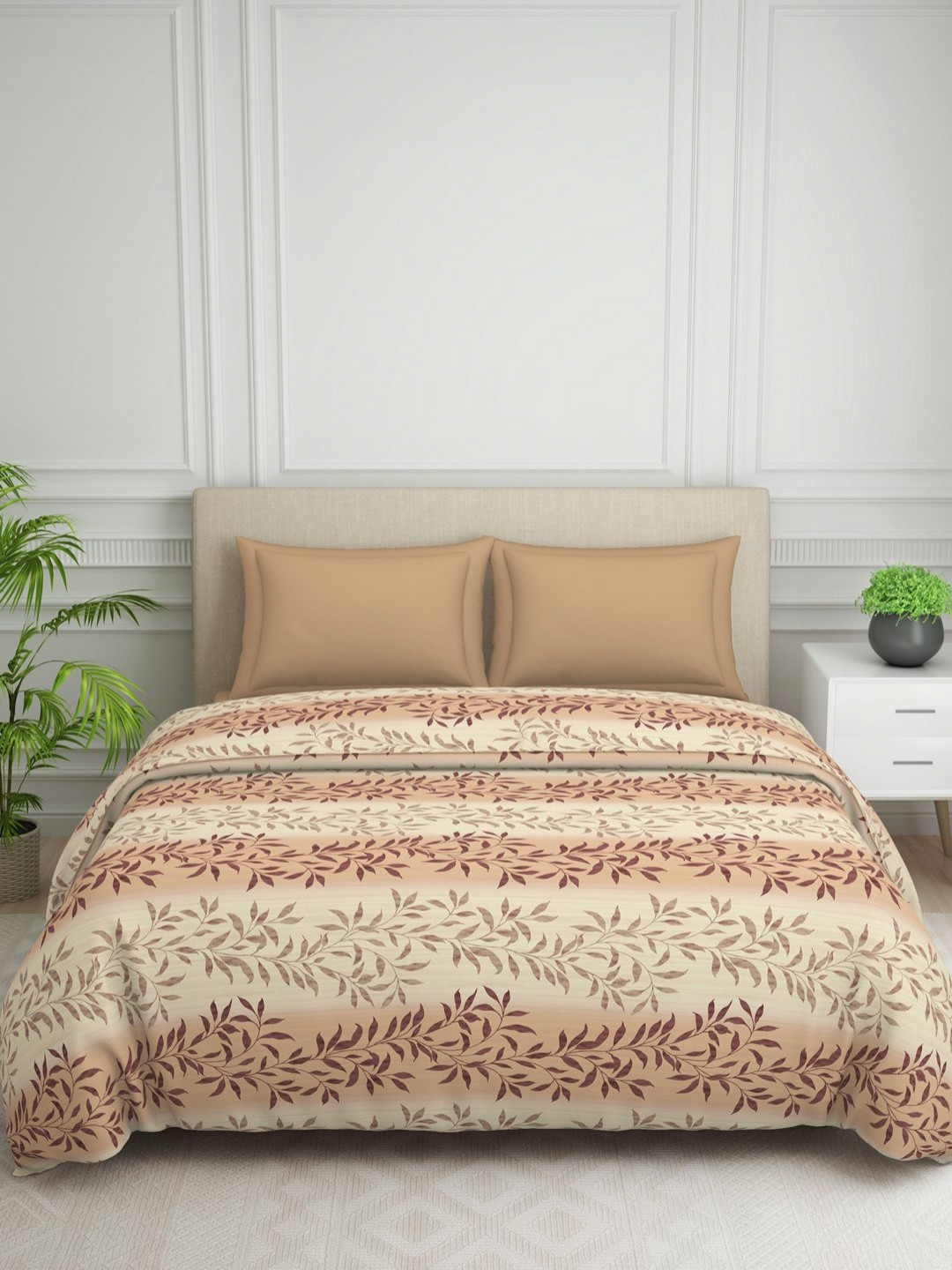 Welspun Brown & Beige Ethnic Motifs 120 GSM AC Room Double Bed Blanket