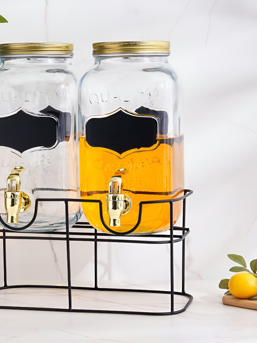 Home Centre Corsica Rooney Transparent 2 Pieces Glass Dispenser With Stand - 3L