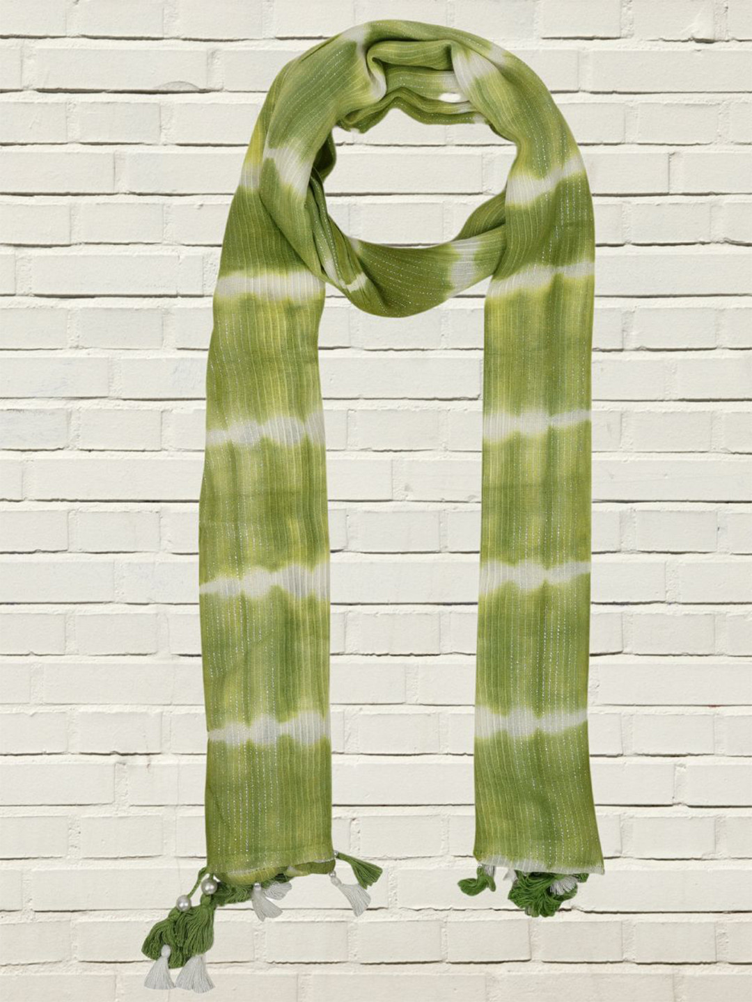 Dupatta Bazaar Women Dyed Abstract Stole With Tasselled Border