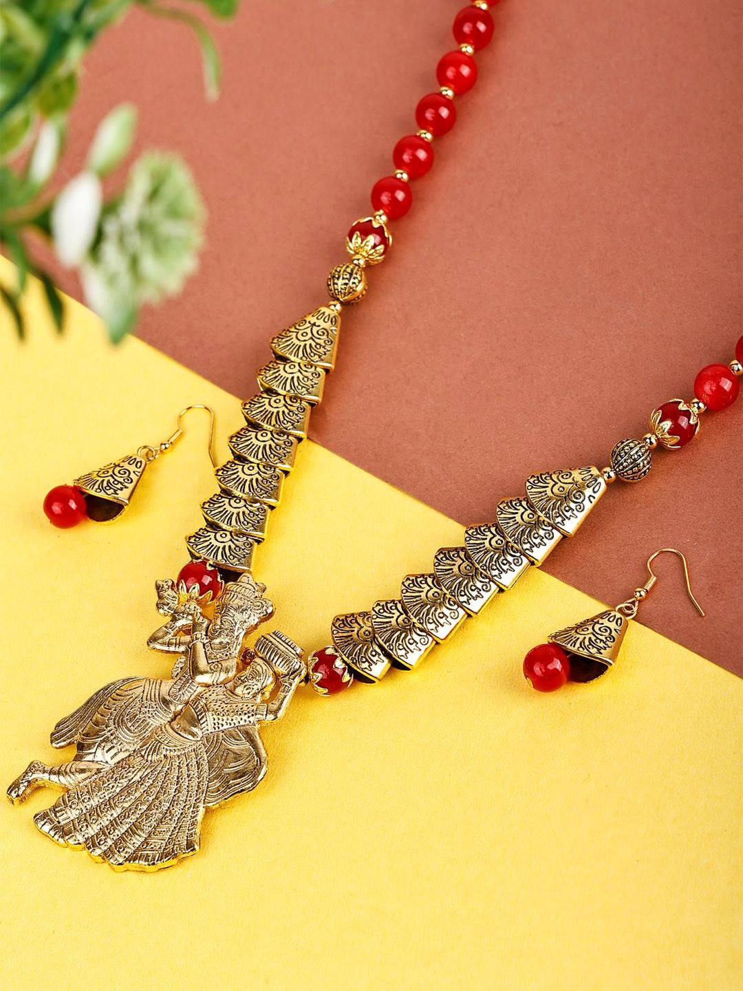 SUNHARI Beaded Radha Krishna Jewellery Set