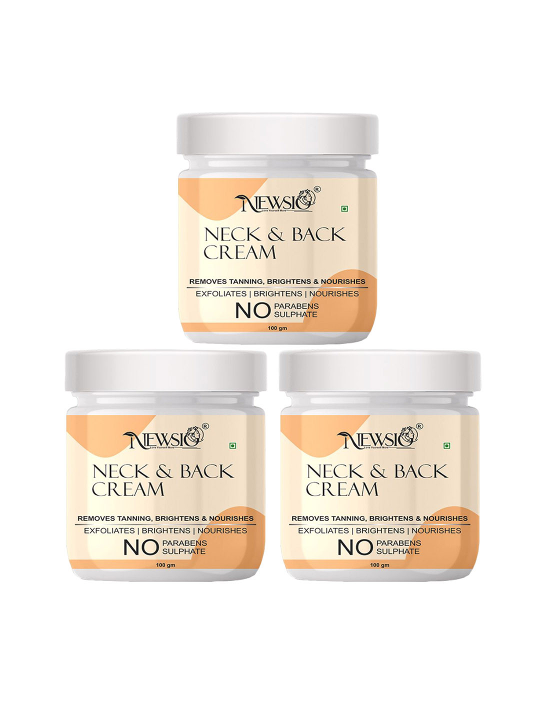 Newsio Set Of 3 Neck & Back Cream For Skin Brightning & Tanning - 100 g Each