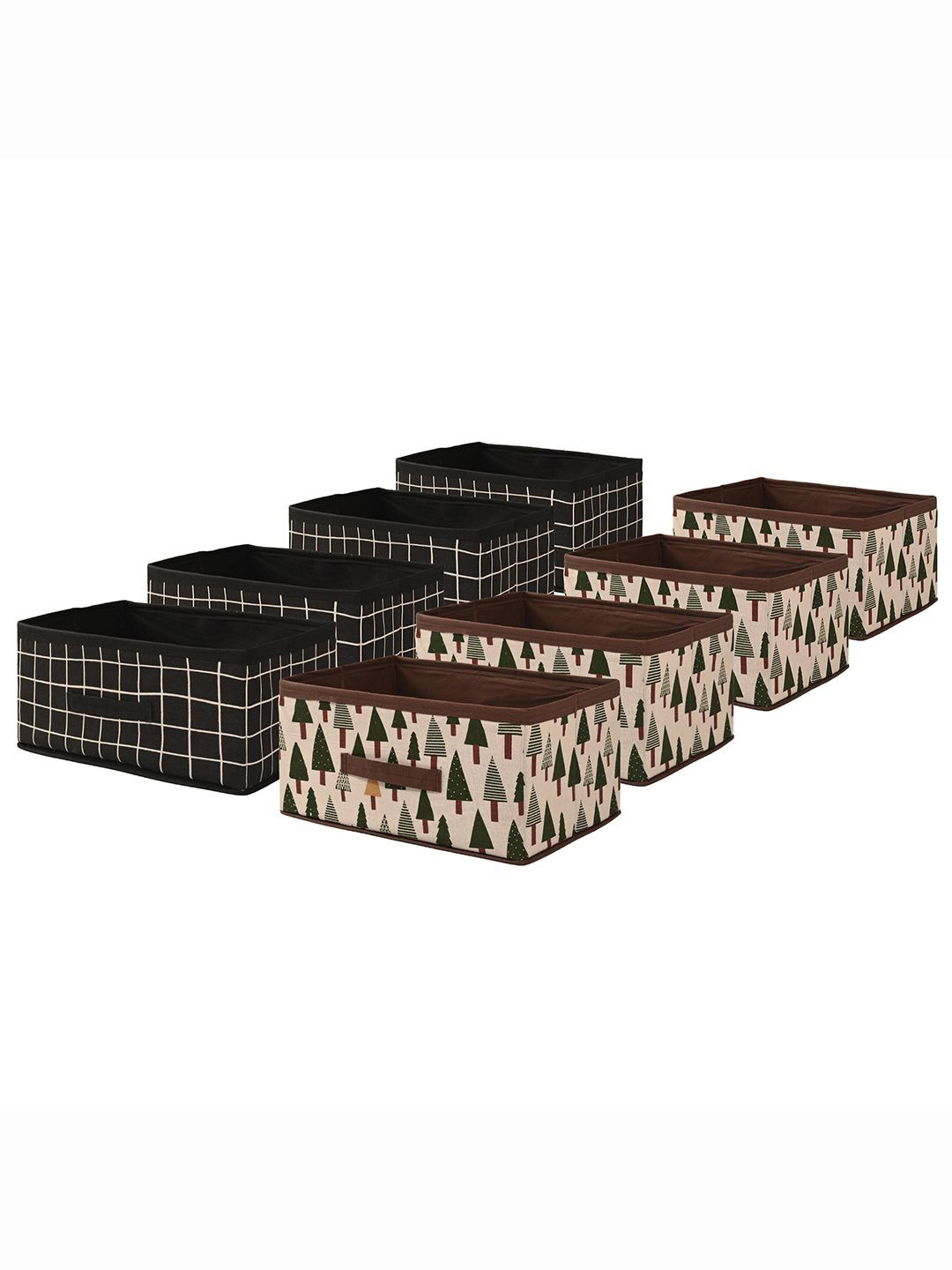 Kuber Industries White 8 Pieces Printed Drawer Organisers