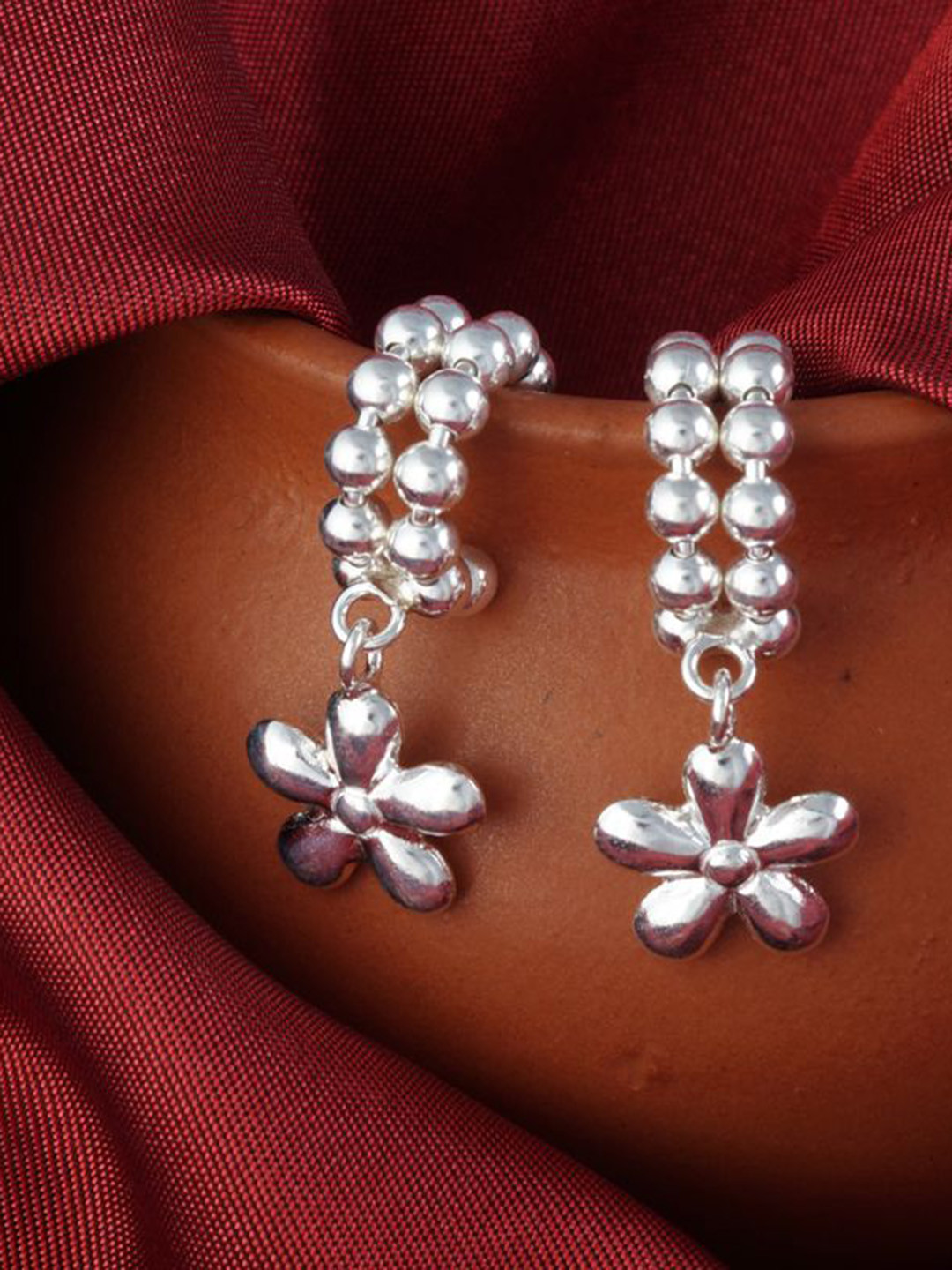 Tuanz Silver Jewelry 925 Sterling Silver Rhodium-Plated Contemporary Half Hoop Earrings