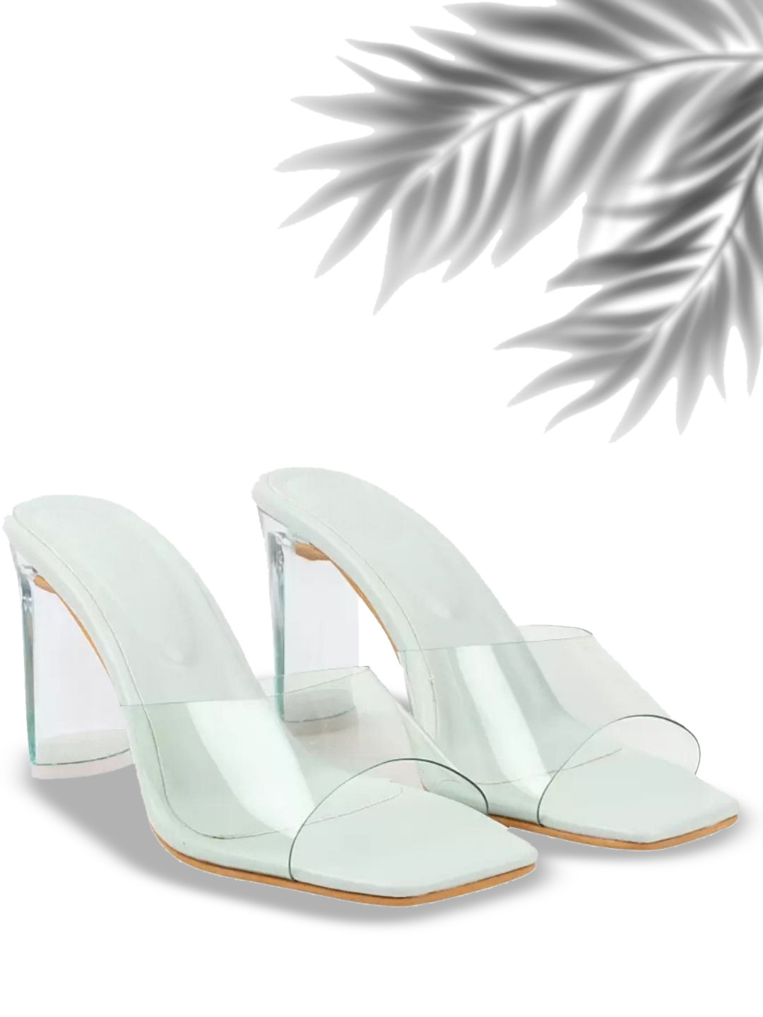 STYLZINDIA Transparent Block Heel Sandals