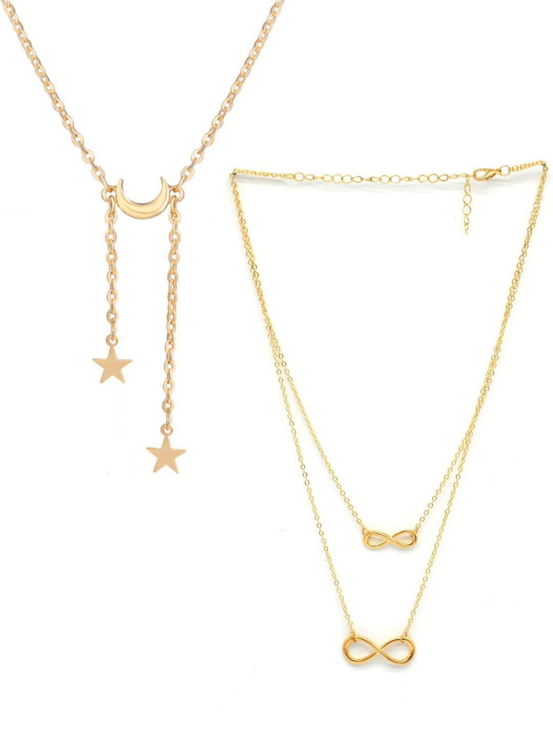 Pinapes Unisex Set Of 2 Gold-Plated Celestial and Infinity Minimal Necklaces