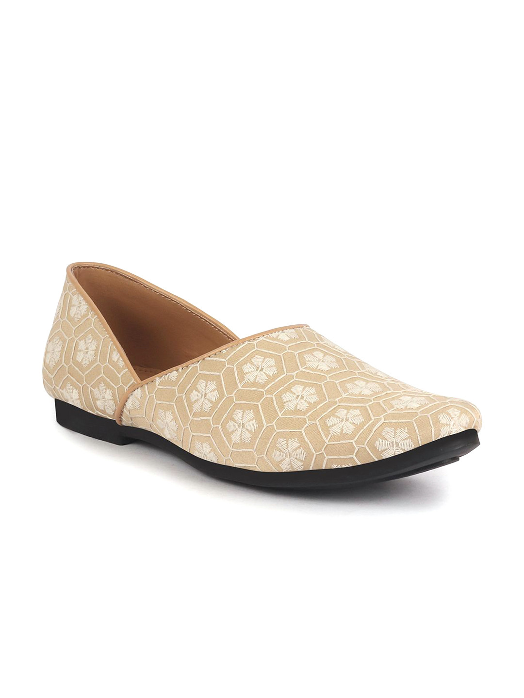 FAUSTO Men Embroidery Ethnic Half Cut Slip On Juttis and Mojaris for Wedding