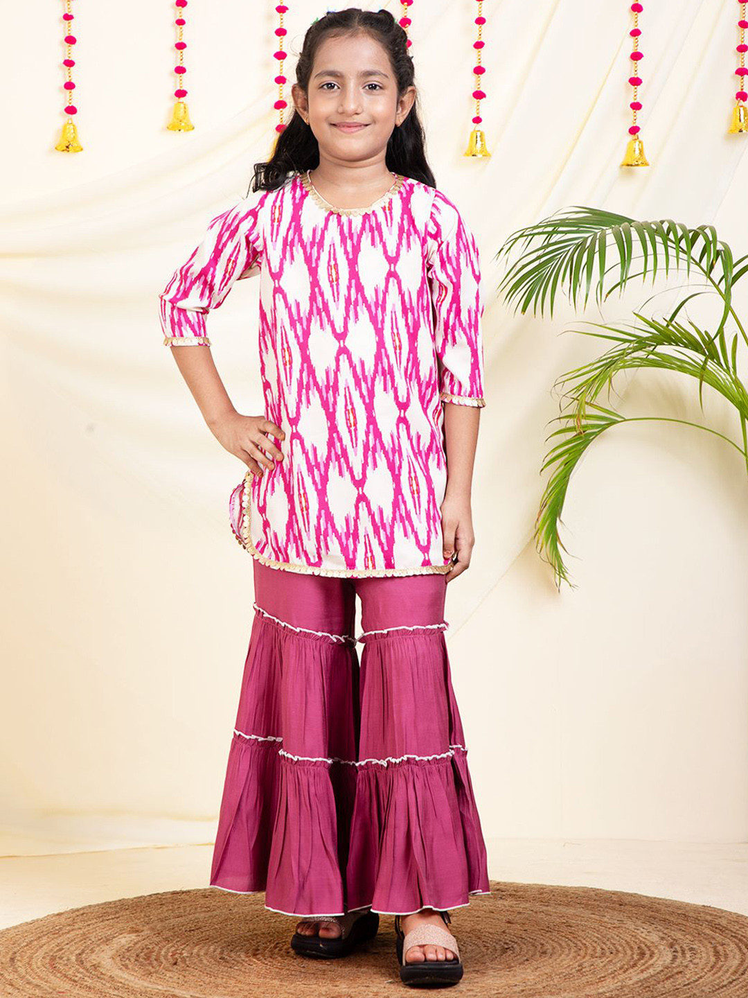 Bugandbees Geometric Printed Top With  Sharara