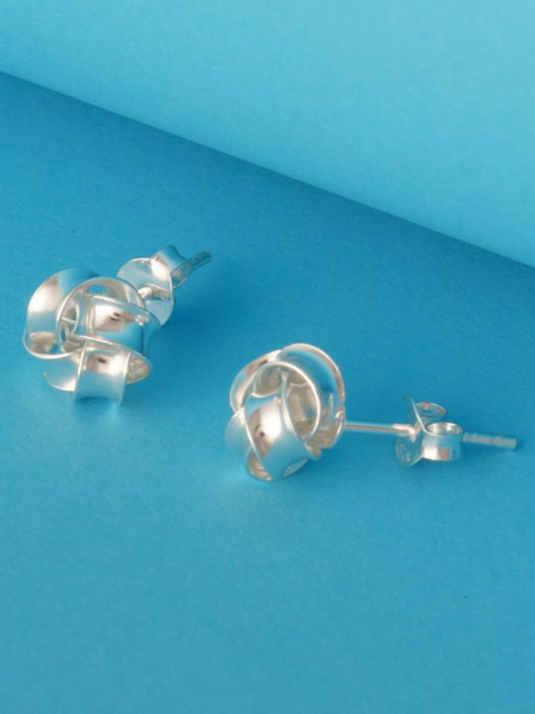 Tuanz Silver Jewelry 925 Sterling Silver Rhodium-Plated Permed Knot Studs