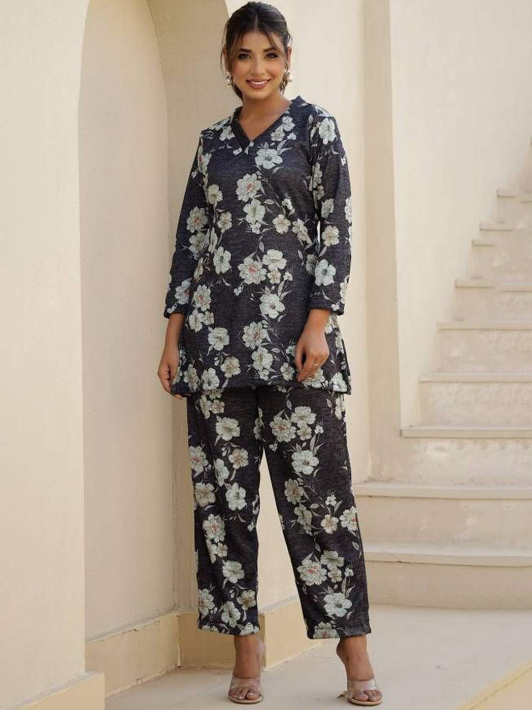 FLAVIA CREATION Printed Woolen Tunic With Trouser