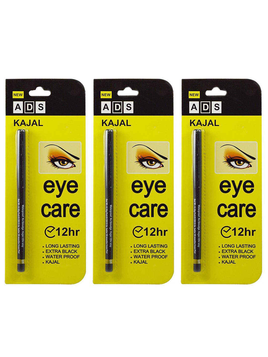 A.D.S Set Of 3 Long Lasting Kajal - 23g - Black
