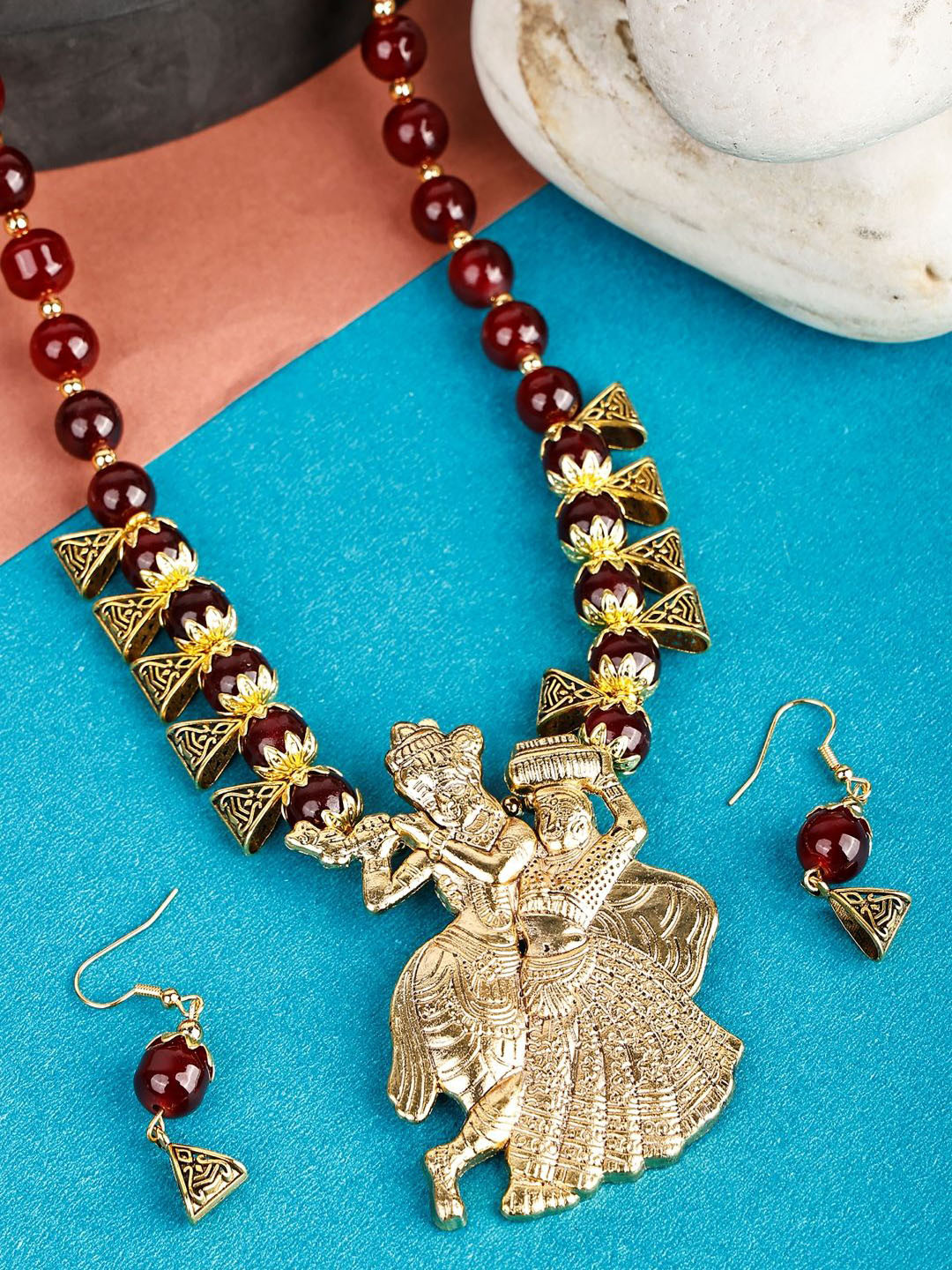 SUNHARI Beaded Radha Krishna Jewellery Set