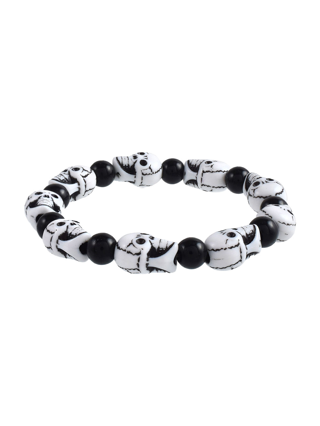 MEMOIR Howlite Carved Studded Elasticated Bracelet
