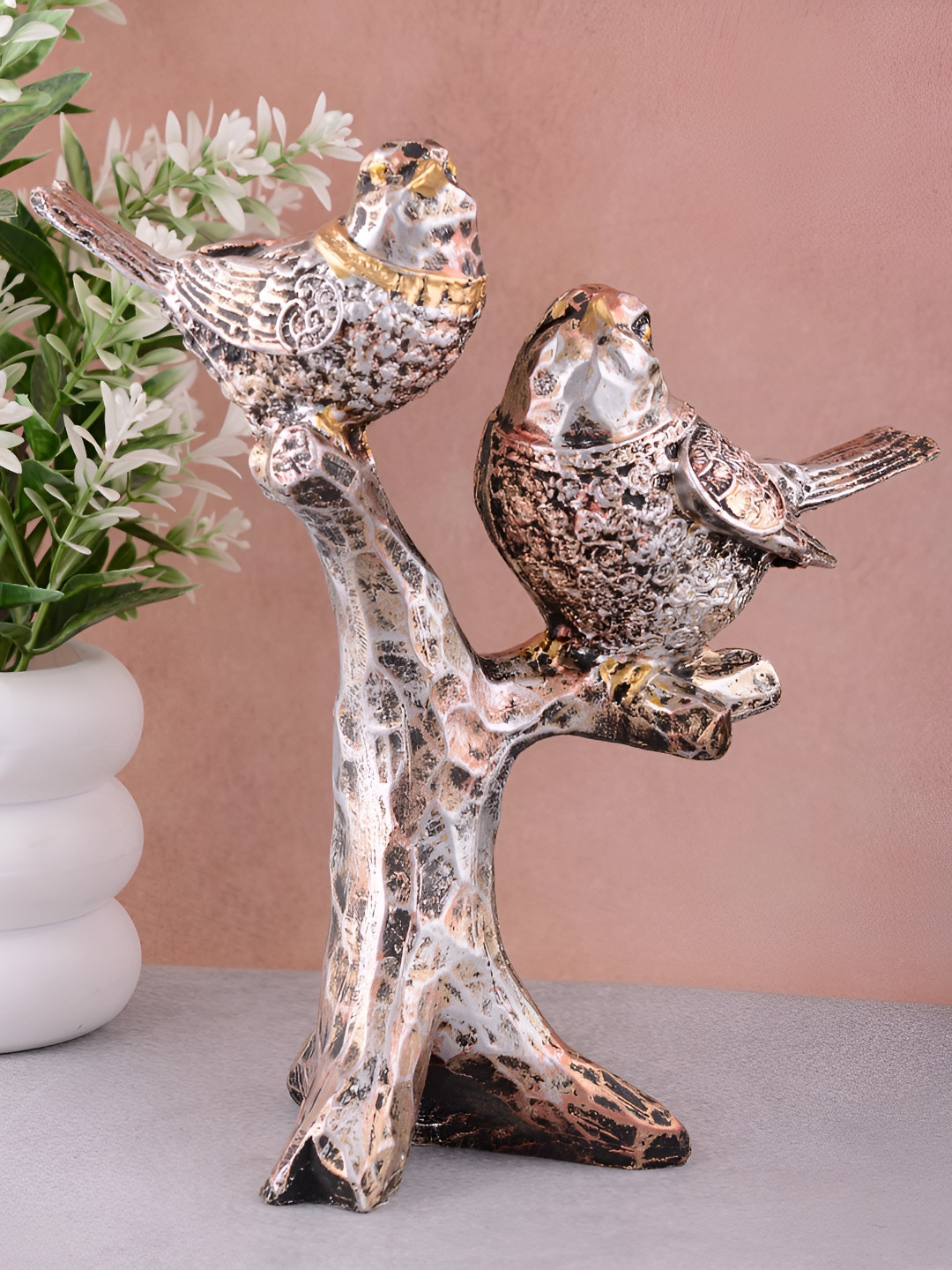 Zart Silver Polyresin Matte Garden Small Showpiece - 3.9 Inches