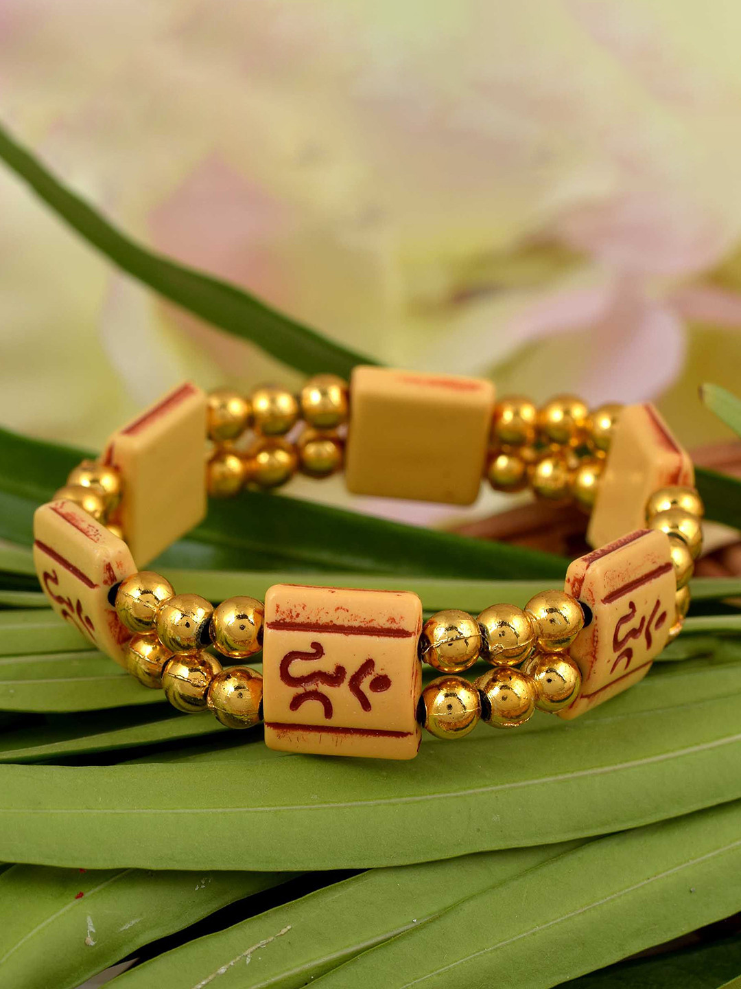MEMOIR Gold-Plated Beaded Wooden Bracelet