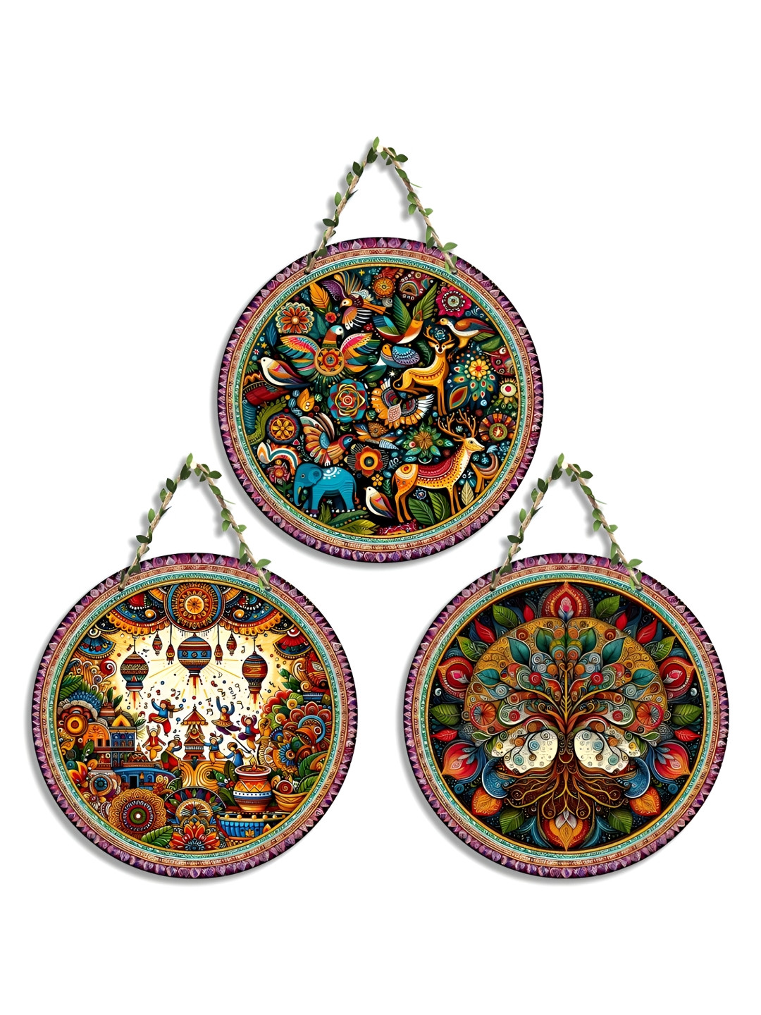 SEHAZ ARTWORKS Decorative, CS-23 Wood Matte Hall 3Pcs Wall Hangings-22In