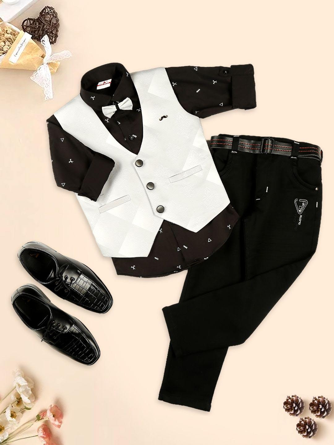 YK Boys Printed Three-Piece Island Suit Set