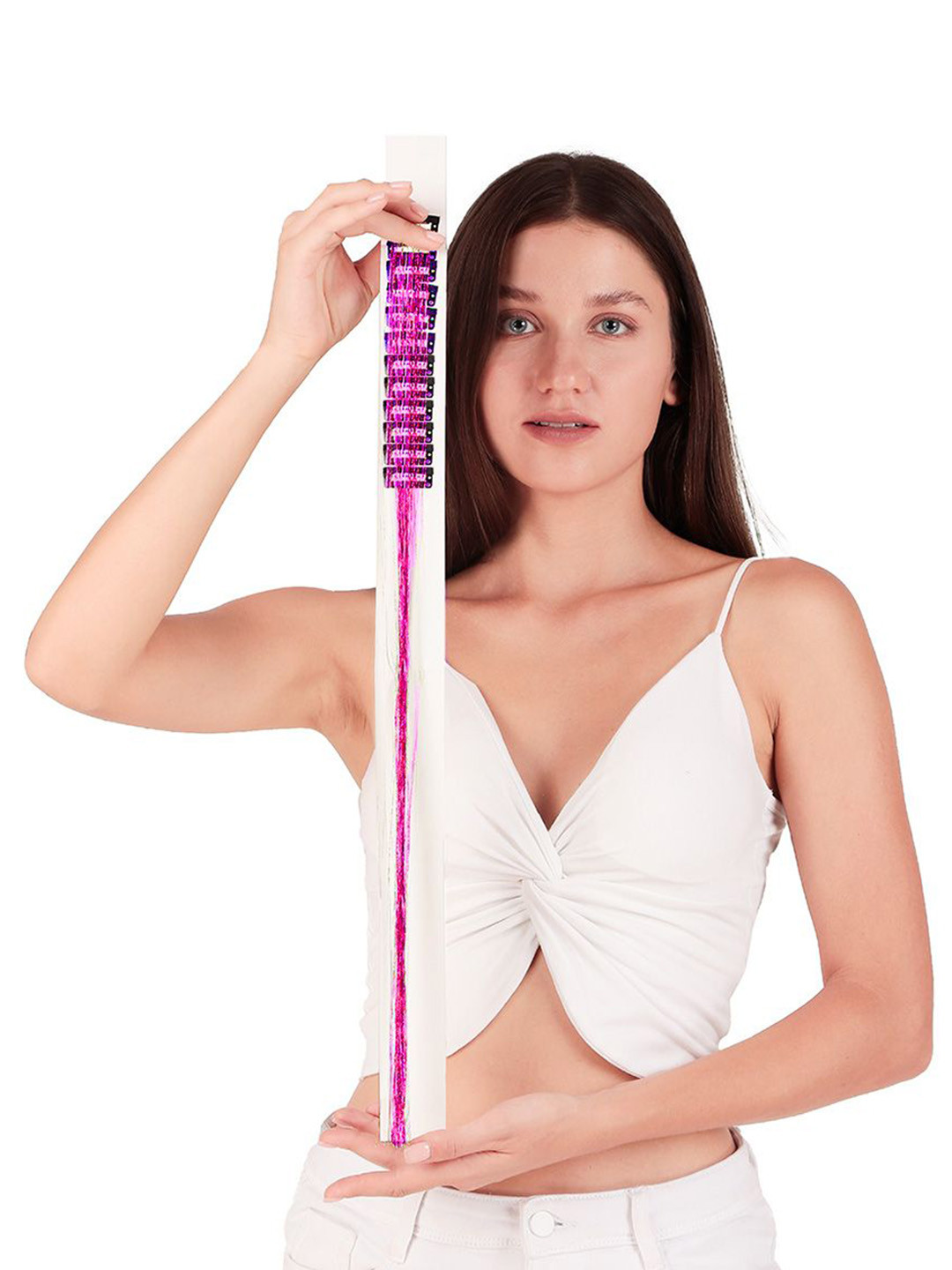 Secret Lives Set Of 12 Clip In Coloured Strand Hair Extensions 24 Inch - Purple