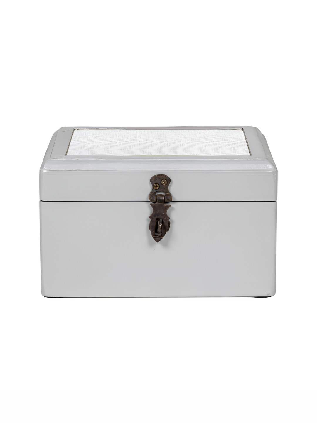 Contrast Living White and Grey Abstract Printed Wooden Regular Jewellery Organiser