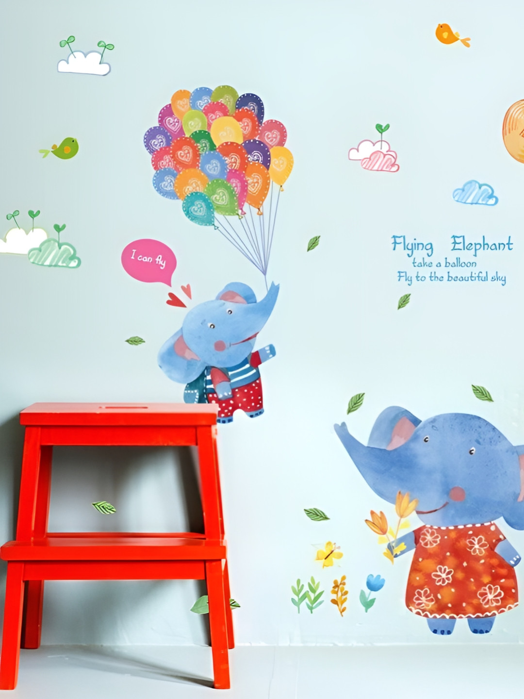 Asian royal Blue & Brown Cartoon Printed Anti-Oil Wall Sticker